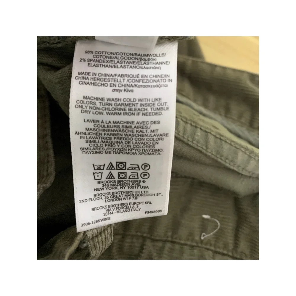 Brooks Brothers Corduroy Pants Mens 32x32 Green Slim Straight Preppy Fall